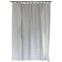 Fringe Stripe Shower Curtain White