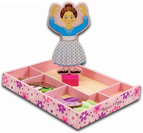 Melissa & Doug Deluxe Nina Ballerina Magnetic Dress-Up Wooden Doll With 27 Pieces of Clothing