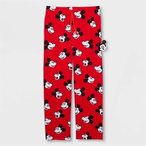 Men's Mickey Mouse Pajama Pants and Collectable Figure Gift Set - Red S