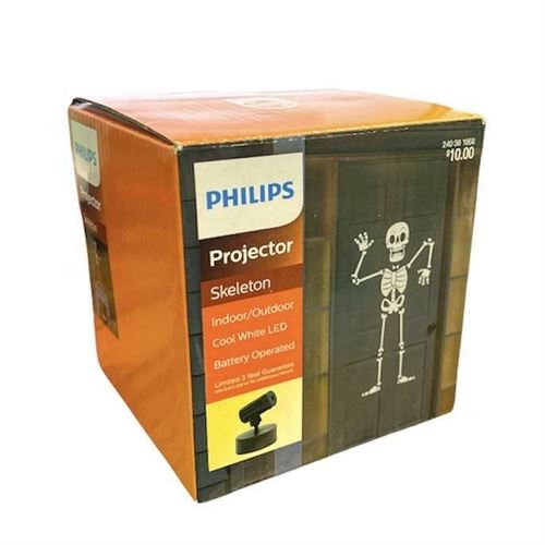 Halloween Philips LED White Skeleton Battery Operated Projector Halloween