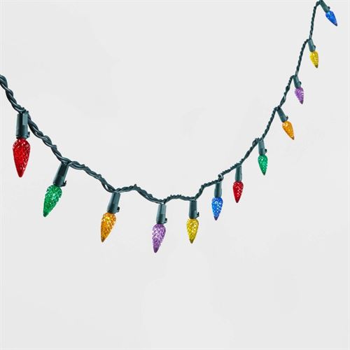 7 meter LED C6 Faceted Christmas String Lights Multicolor with Green Wire - Wonders 120V