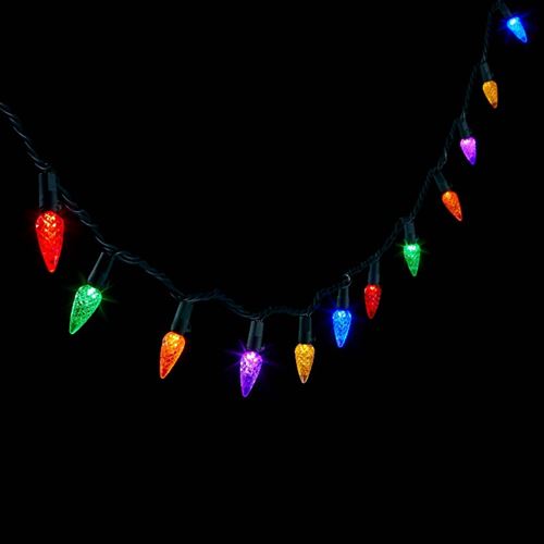 7 meter LED C6 Faceted Christmas String Lights Multicolor with Green Wire - Wonders 120V