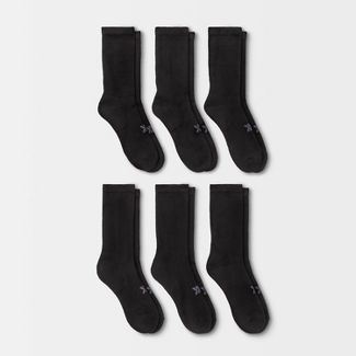 All in Motion™ - Women's Extended Size Cushioned 6pk Crew Athletic Socks - Black