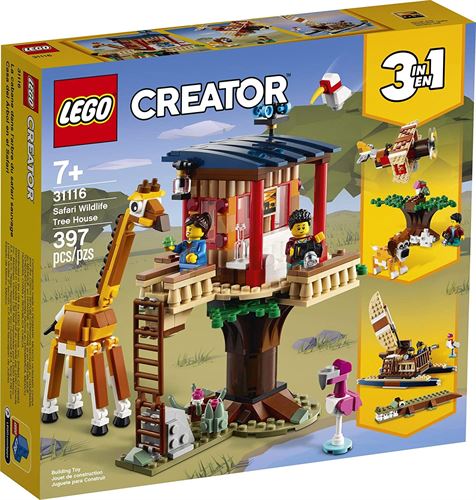 LEGO Creator 3in1 Safari Wildlife Tree House 31116 Building Toy (397 Pieces)
