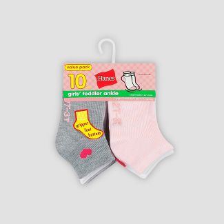 Hanes Toddler Girls' 10pk Athletic Ankle Socks - Colors May Vary