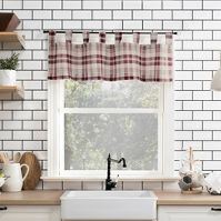 Blair Farmhouse Plaid Semi-Sheer Tab Top Kitchen Curtain Valance and Tiers Set