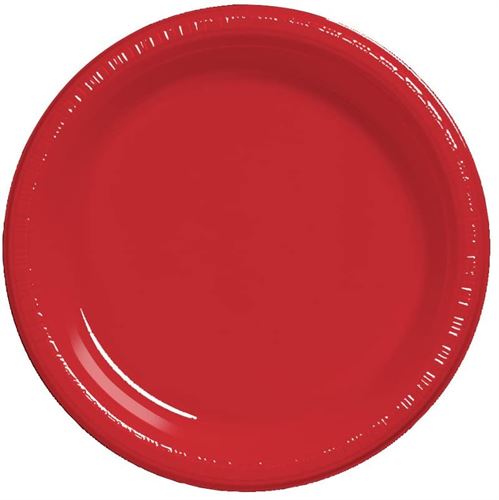 Creative Converting 20-Count Touch of Color Plastic Banquet Plates, Classic Red 9''