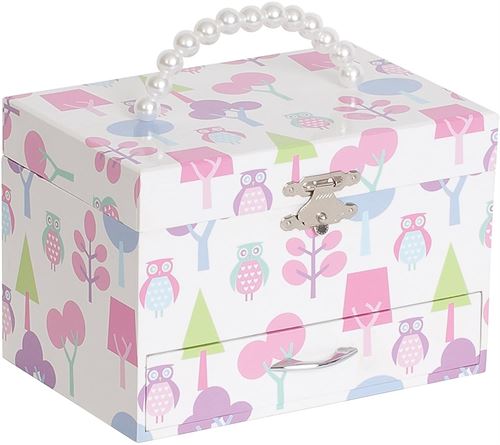 Mele & Co. Molly Girl's Musical Ballerina Jewelry Box with Owl Pattern