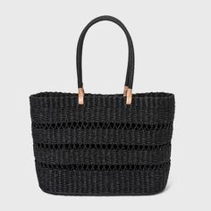 A New Day™ Straw Circle Handle Tote Handbag in Black