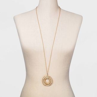 Multi Ring Pendant Statement Necklace - A New Day™ Gold
