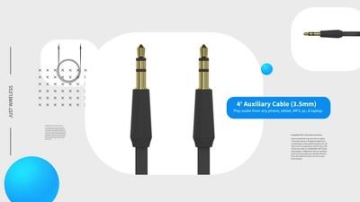 Just Wireless 4ft Flat TPU Auxiliary Cable (3.5mm) - Black