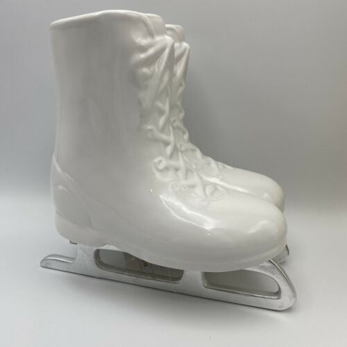 Ceramic Standing Ice Skates Decorative Figurine White - Wondershop