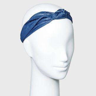 Solid Hammered Satin with Front Knot and Elastic Back Headwrap - A New Day™