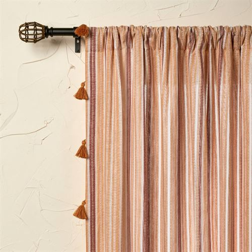 84"x50" Woven Striped Light Filtering Curtain Panel Coral - Opalhouse designed w