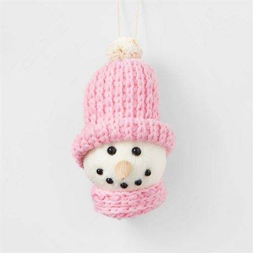 Knit Snowman Head Christmas Tree Ornament Dark Pink - Wondershop ™