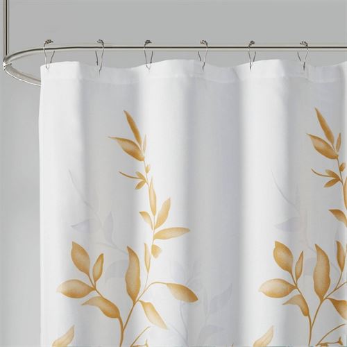 Home Essence Rosalie Burnout Printed Shower Curtain Yellow