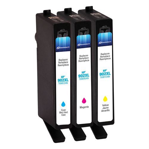 Remanufactured Cyan/Magenta/Yellow 3-Pack High Yield Ink Cartridges - Compatible with HP 902XL Ink S - Dataproducts