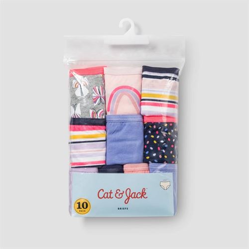 Cat & Jack Girls' 10pk Cotton Briefs Pink/Navy