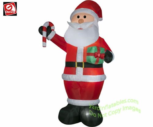 Gemmy 12ft Santa with Gift & Candy Cane Inflatable Christmas Decoration