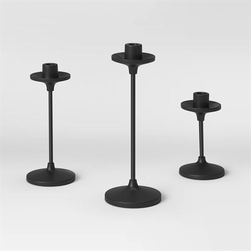 Set of 3 Tapers Metal Candle Holder Black - Threshold™
