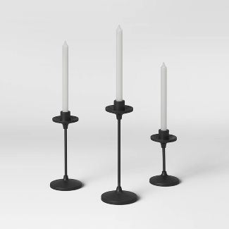 Set of 3 Tapers Metal Candle Holder Black - Threshold™