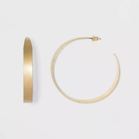 Thick Metal and Open End Hoop Earrings - Universal Thread Gold
