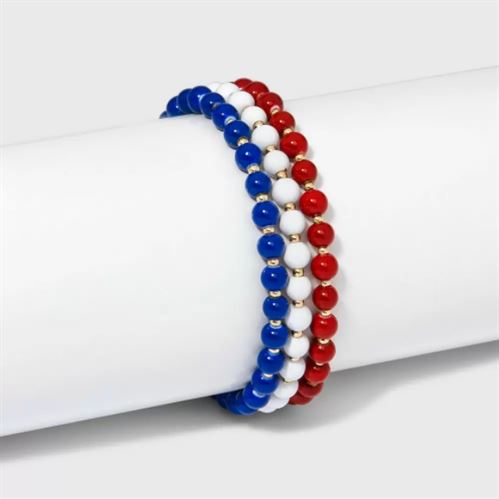 SUGARFIX by BaubleBar Beaded Bracelet Set 3pc - Red/White/Blue
