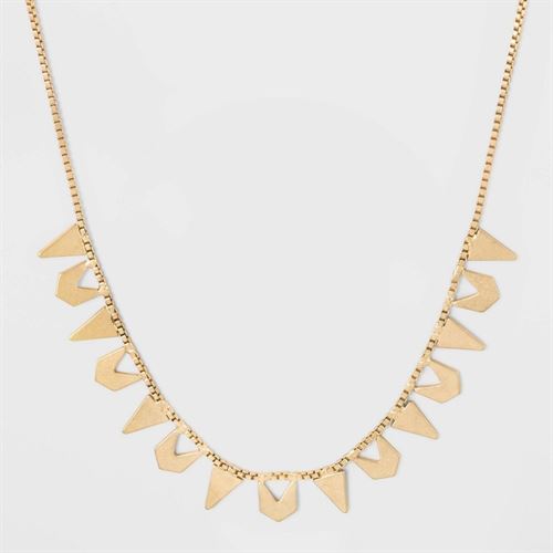 Chevron and Triangle Frontal Necklace - Universal Thread Gold