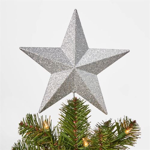 Wondershop ™  21.5cm Unlit Glitter Star Tree Topper Silver
