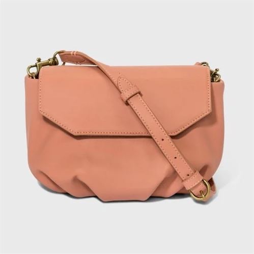 Pleated Crossbody Bag with magnetic closure in faded rose by Universal Thread