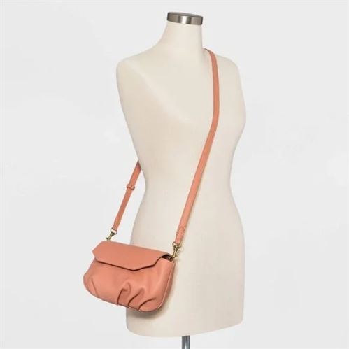 Pleated Crossbody Bag with magnetic closure in faded rose by Universal Thread