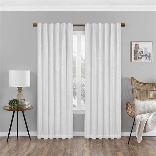 Eclipse Nora Solid Rod Pocket Curtains for Bedroom, Single Panel, 50" x 63", White