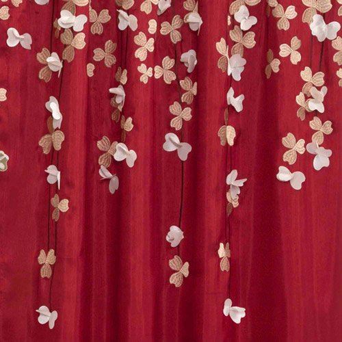 Lush Decor Flower Drops 107x213 cm Floral Red 100% Polyester 3" Rod Pocket Single