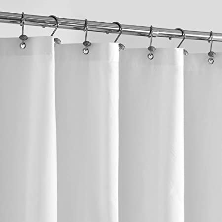Wamsutta 183x178 cm Fabric Shower Curtain Liner with Suction Cups in White