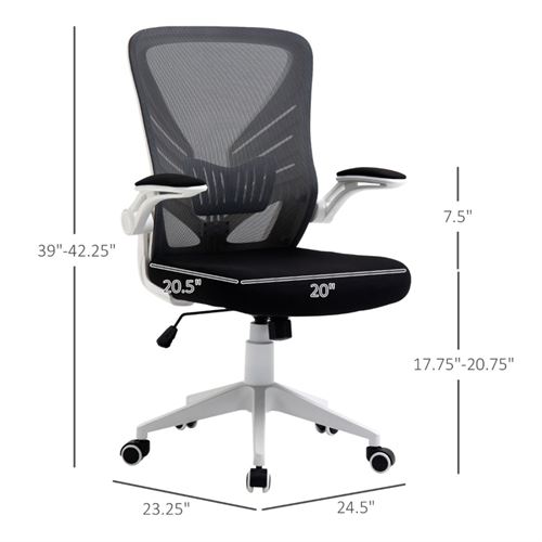 Vinsetto High-Back Computer Chair with Adjustable Height and Flip Up Armrests, Grey