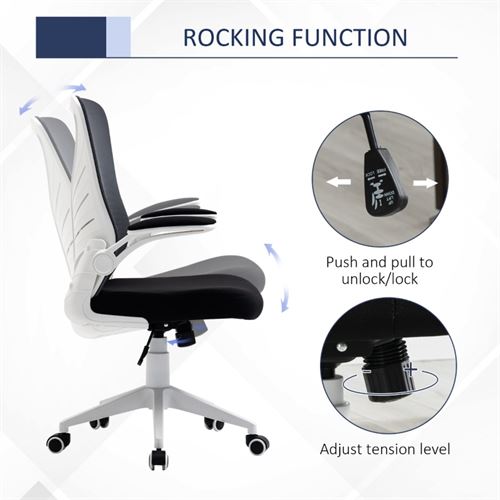 Vinsetto High-Back Computer Chair with Adjustable Height and Flip Up Armrests, Grey