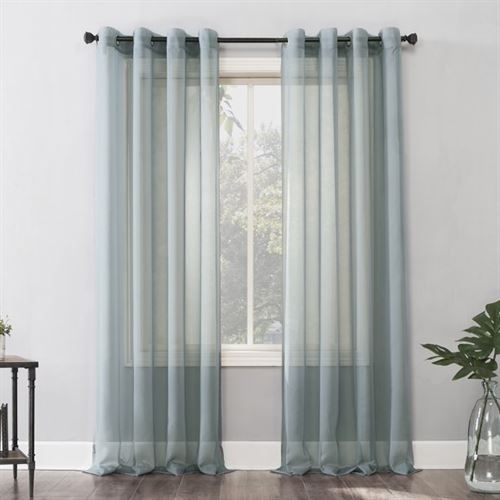No. 918 Emily Voile Sheer Grommet Curtain Panel, 59"x84", Harbor Blue