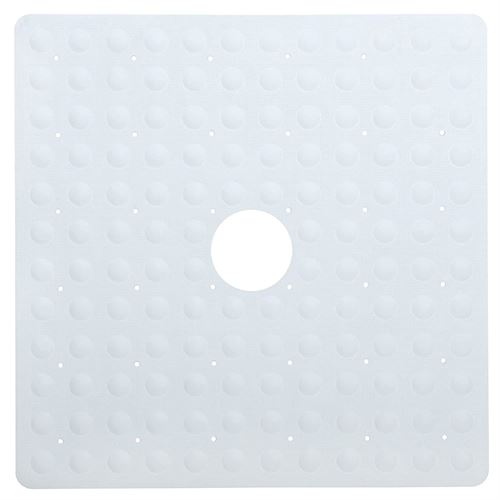 SlipX Solutions White Square Rubber Safety Shower Mat with Microban Protection