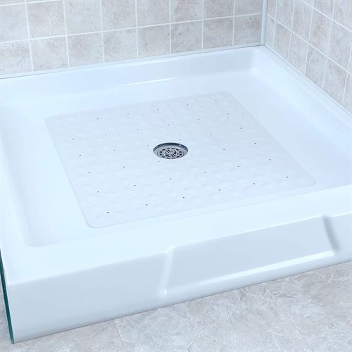 SlipX Solutions White Square Rubber Safety Shower Mat with Microban Protection