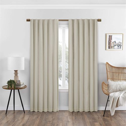 Eclipse Nora Solid Rod Pocket Curtains for Bedroom, Single Panel, 127 ×274cm, Linen