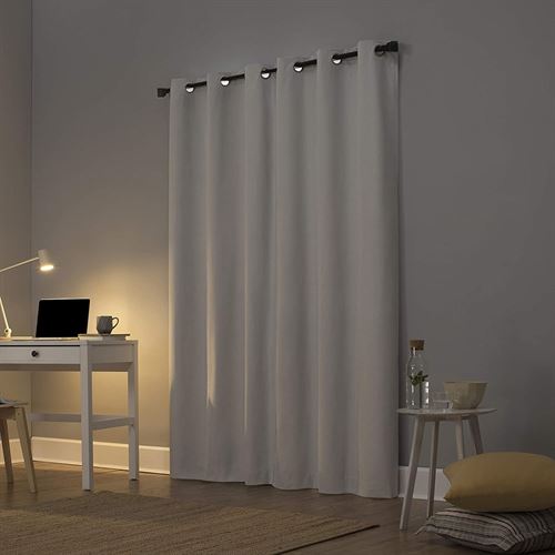 Sun Zero Cyrus Thermal 100% Blackout Grommet Curtain Single Panel, 101 x 243 cm , White
