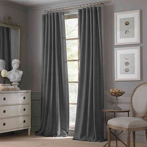 Valeron Estate Cotton Linen 213 cm  Rod Pocket Window Curtain Panel in Charcoal