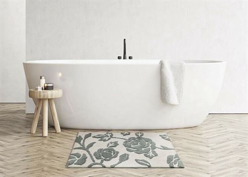 Bee & Willow™ 53x86 cm Faded Floral Bath Rug in Grey/White