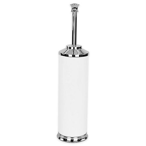 Alumiluxe 2-Piece Rust-Proof Toilet Bowl Brush and Holder Set in White/Polished Nickel