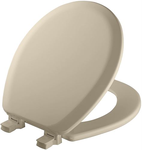 MAYFAIR 841EC 006 Cameron Toilet Seat will Never Loosen and Easily Remove, ROUND, Durable Enameled Wood, Bone