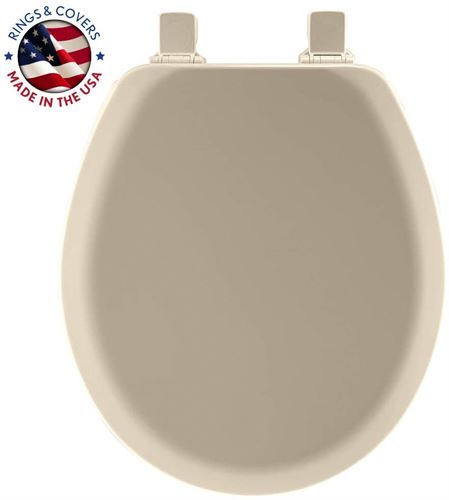 MAYFAIR 841EC 006 Cameron Toilet Seat will Never Loosen and Easily Remove, ROUND, Durable Enameled Wood, Bone