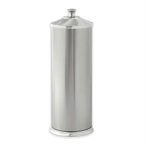 Alumiluxe Rust-Proof Toilet Paper Reserve Holder with Lid in Two-Tone Nickel