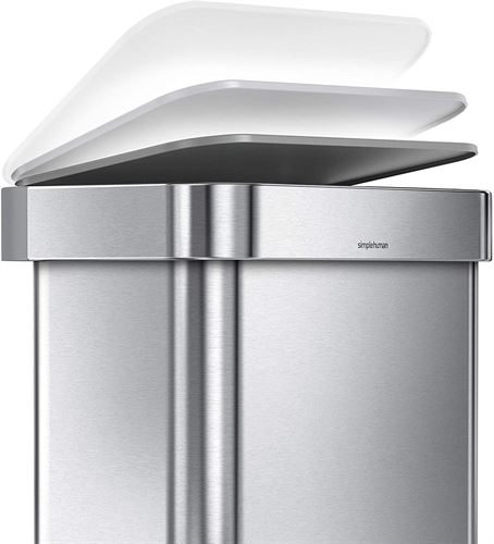 simplehuman 45 Liter / 12 Gallon Rectangular Hands-Free Kitchen Step Trash Can with Soft-Close Lid