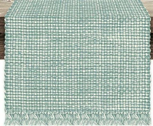 Homespun Sage white/Green Woven Table Runner 228x36 cm