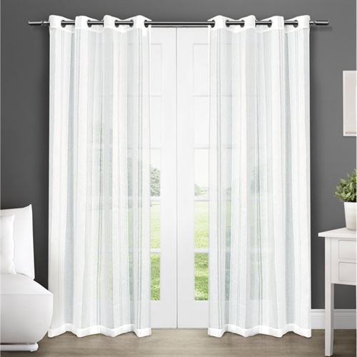 Exclusive Home Curtains Apollo Sheer Grommet Top Curtain Panel Pair, 127x274 cm Winter White